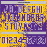 Custom Yellow Purple-White Abstract Brush Stroke Performance T-Shirt