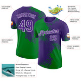 Custom Purple Grass Green-White Abstract Brush Stroke Performance T-Shirt