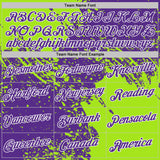 Custom Purple Neon Green-White Abstract Brush Stroke Performance T-Shirt