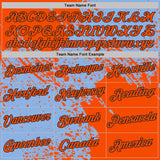 Custom Light Blue Orange-Black Abstract Brush Stroke Performance T-Shirt