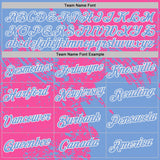 Custom Pink Light Blue-White Abstract Brush Stroke Performance T-Shirt
