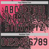 Custom Black Neon Pink-Medium Pink Abstract Brush Stroke Performance T-Shirt