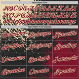 Custom Black Crimson-Cream Abstract Brush Stroke Performance T-Shirt