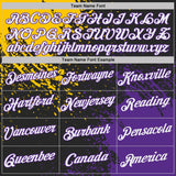Custom Black White Yellow-Purple Abstract Brush Stroke Performance T-Shirt