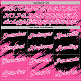 Custom Pink Black-White Abstract Brush Stroke Splatter Performance T-Shirt