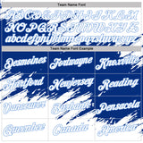 Custom White Royal-Light Blue Abstract Brush Stroke Splatter Performance T-Shirt