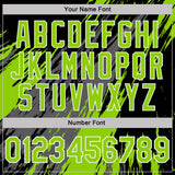 Custom Black Neon Green Steel Gray-White Abstract Brush Stroke Splatter Performance T-Shirt