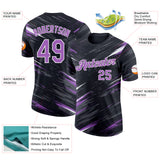 Custom Black Medium Purple Steel Gray-White Abstract Brush Stroke Splatter Performance T-Shirt