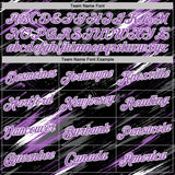 Custom Black Medium Purple Steel Gray-White Abstract Brush Stroke Splatter Performance T-Shirt
