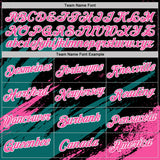 Custom Black Teal Pink-White Abstract Brush Stroke Splatter Performance T-Shirt
