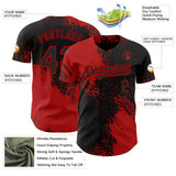 Custom Black-Red Abstract Brush Stroke Authentic Baseball Jersey