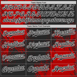 Custom Black Red-White Abstract Brush Stroke Authentic Baseball Jersey