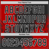 Custom Black Red-White Abstract Brush Stroke Authentic Baseball Jersey