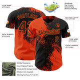 Custom Black-Orange Abstract Brush Stroke Authentic Baseball Jersey