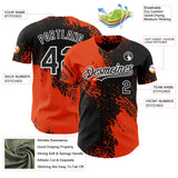 Custom Black Orange-White Abstract Brush Stroke Authentic Baseball Jersey