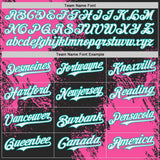 Custom Black White Pink-Aqua Abstract Brush Stroke Authentic Baseball Jersey