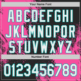 Custom Black White Pink-Aqua Abstract Brush Stroke Authentic Baseball Jersey