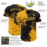 Custom Black-Gold Abstract Brush Stroke Authentic Baseball Jersey