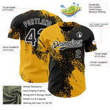 Custom Black Gold-White Abstract Brush Stroke Authentic Baseball Jersey