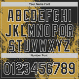 Custom Black Old Gold-White Abstract Brush Stroke Authentic Baseball Jersey