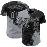 Custom Black-Gray Abstract Brush Stroke Authentic Baseball Jersey