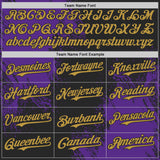 Custom Black Old Gold-Purple Abstract Brush Stroke Authentic Baseball Jersey