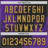 Custom Black Old Gold-Purple Abstract Brush Stroke Authentic Baseball Jersey