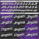 Custom Black White-Purple Abstract Brush Stroke Authentic Baseball Jersey