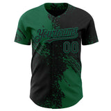 Custom Black-Kelly Green Abstract Brush Stroke Authentic Baseball Jersey