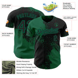 Custom Black-Kelly Green Abstract Brush Stroke Authentic Baseball Jersey