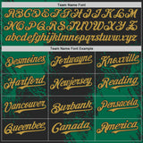Custom Black Old Gold-Kelly Green Abstract Brush Stroke Authentic Baseball Jersey
