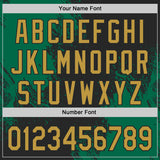 Custom Black Old Gold-Kelly Green Abstract Brush Stroke Authentic Baseball Jersey