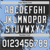 Custom Black White-Light Blue Abstract Brush Stroke Authentic Baseball Jersey