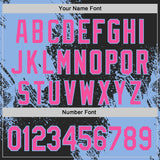 Custom Black Pink-Light Blue Abstract Brush Stroke Authentic Baseball Jersey