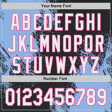 Custom Black White Light Blue-Pink Abstract Brush Stroke Authentic Baseball Jersey