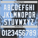 Custom Black White-Light Blue Abstract Brush Stroke Authentic Baseball Jersey