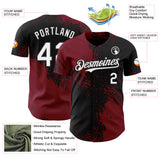 Custom Black White-Crimson Abstract Brush Stroke Authentic Baseball Jersey