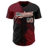 Custom Black Vintage USA Flag Crimson-Cream Abstract Brush Stroke Authentic Baseball Jersey