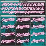 Custom Black White Teal-Pink Abstract Brush Stroke Authentic Baseball Jersey