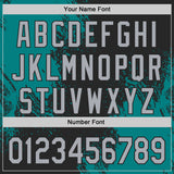 Custom Black Gray-Teal Abstract Brush Stroke Authentic Baseball Jersey