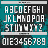 Custom Black White-Teal Abstract Brush Stroke Authentic Baseball Jersey