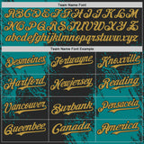Custom Black Old Gold-Teal Abstract Brush Stroke Authentic Baseball Jersey