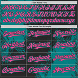 Custom Black Pink-Teal Abstract Brush Stroke Authentic Baseball Jersey