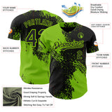 Custom Black-Neon Green Abstract Brush Stroke Authentic Baseball Jersey