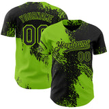 Custom Black-Neon Green Abstract Brush Stroke Authentic Baseball Jersey