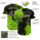 Custom Black Purple-Neon Green Abstract Brush Stroke Authentic Baseball Jersey
