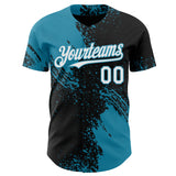 Custom Black White-Panther Blue Abstract Brush Stroke Authentic Baseball Jersey