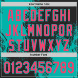 Custom Black Neon Pink-Aqua Abstract Brush Stroke Authentic Baseball Jersey