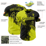 Custom Black-Neon Yellow Abstract Brush Stroke Authentic Baseball Jersey