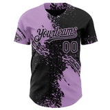 Custom Black-Light Purple Abstract Brush Stroke Authentic Baseball Jersey